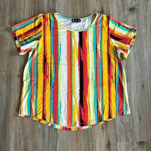 One Step Up Multicolored Short Sleeve Shirt Women Size 1X